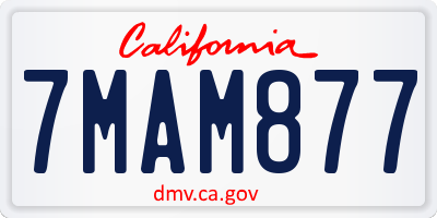CA license plate 7MAM877