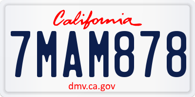 CA license plate 7MAM878