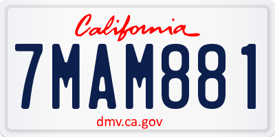 CA license plate 7MAM881