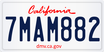 CA license plate 7MAM882