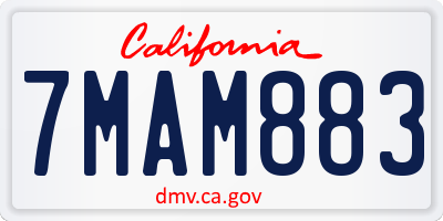 CA license plate 7MAM883