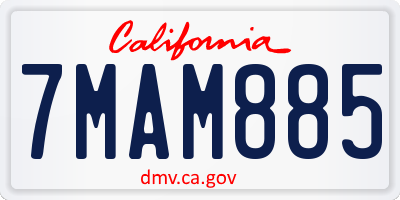 CA license plate 7MAM885