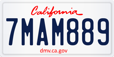 CA license plate 7MAM889