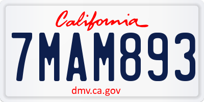 CA license plate 7MAM893