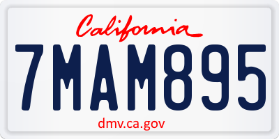 CA license plate 7MAM895
