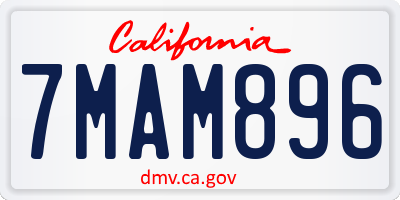 CA license plate 7MAM896