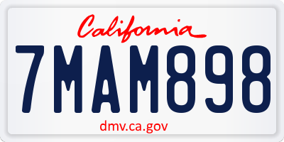 CA license plate 7MAM898