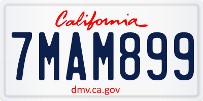 CA license plate 7MAM899