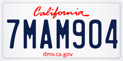 CA license plate 7MAM904