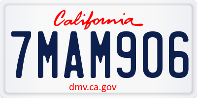 CA license plate 7MAM906
