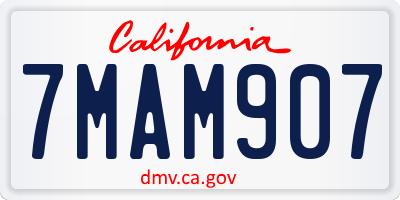 CA license plate 7MAM907