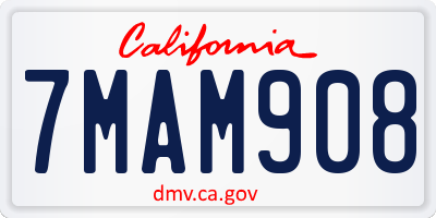 CA license plate 7MAM908