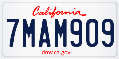 CA license plate 7MAM909