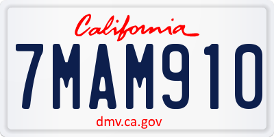 CA license plate 7MAM910