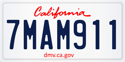 CA license plate 7MAM911