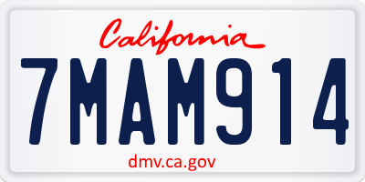 CA license plate 7MAM914