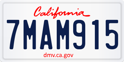 CA license plate 7MAM915
