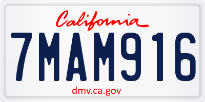 CA license plate 7MAM916