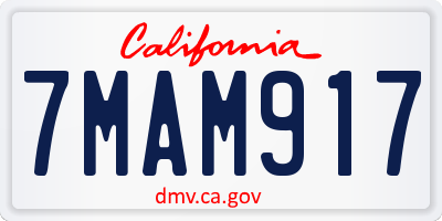 CA license plate 7MAM917