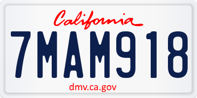 CA license plate 7MAM918