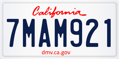 CA license plate 7MAM921
