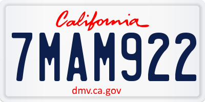 CA license plate 7MAM922
