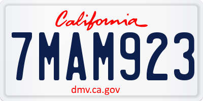 CA license plate 7MAM923