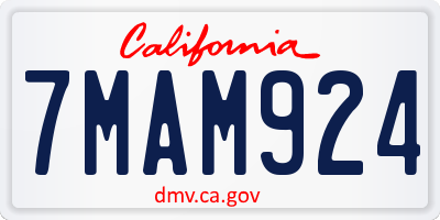 CA license plate 7MAM924
