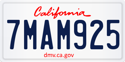 CA license plate 7MAM925