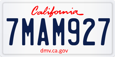 CA license plate 7MAM927