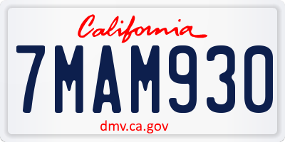 CA license plate 7MAM930