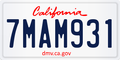 CA license plate 7MAM931