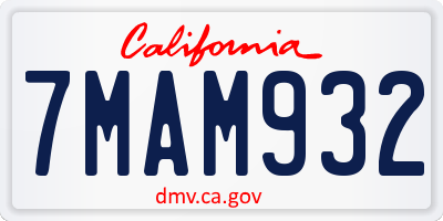 CA license plate 7MAM932