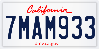 CA license plate 7MAM933