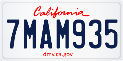 CA license plate 7MAM935