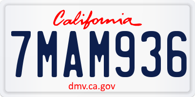 CA license plate 7MAM936