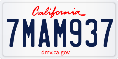 CA license plate 7MAM937