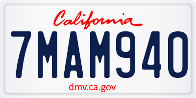 CA license plate 7MAM940