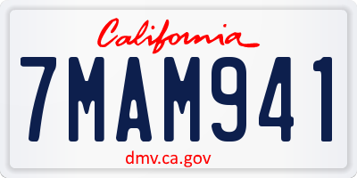 CA license plate 7MAM941