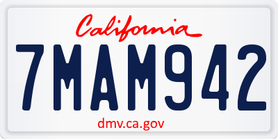 CA license plate 7MAM942