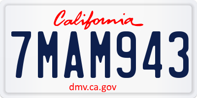 CA license plate 7MAM943