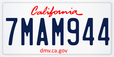 CA license plate 7MAM944