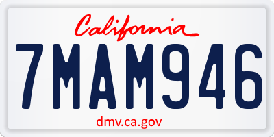 CA license plate 7MAM946