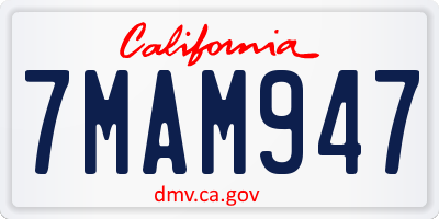 CA license plate 7MAM947
