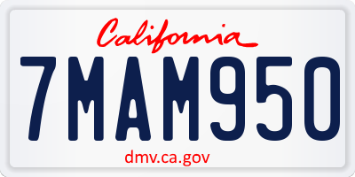 CA license plate 7MAM950