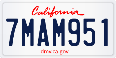 CA license plate 7MAM951