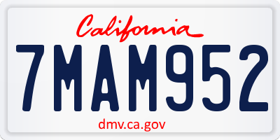 CA license plate 7MAM952