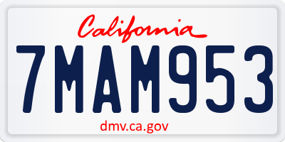 CA license plate 7MAM953