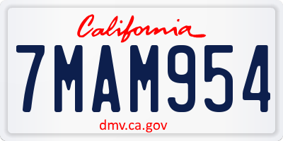 CA license plate 7MAM954