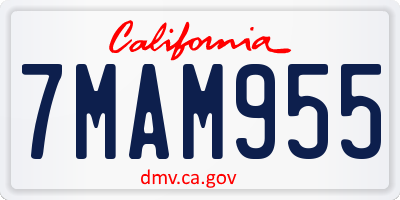 CA license plate 7MAM955